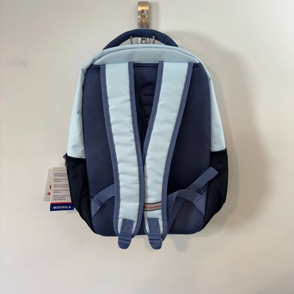 Champion Light Blue Backpack with Navy and Coral Trim - Picture 13 of 16